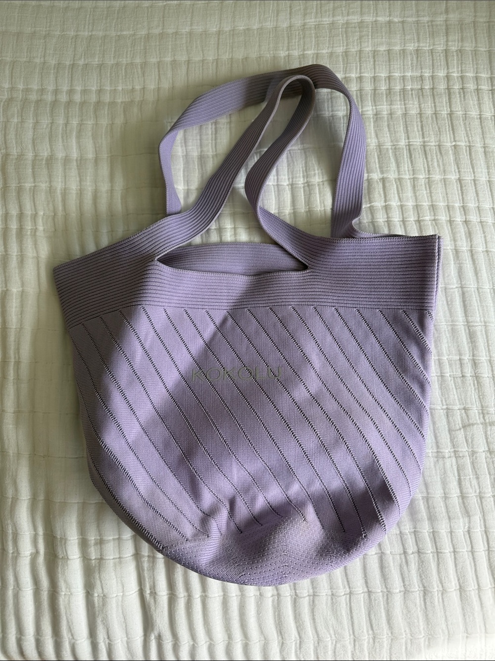 Lilac Knit Everyday Tote Bag with Double Straps